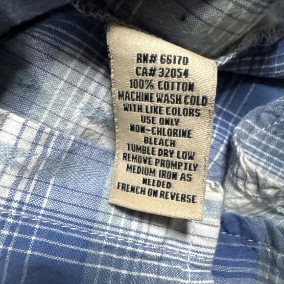 Salt Valley Western Cowboy Pearl Snap Blue Plaid Long Sleeve Shirt Size Small - Picture 5 of 7